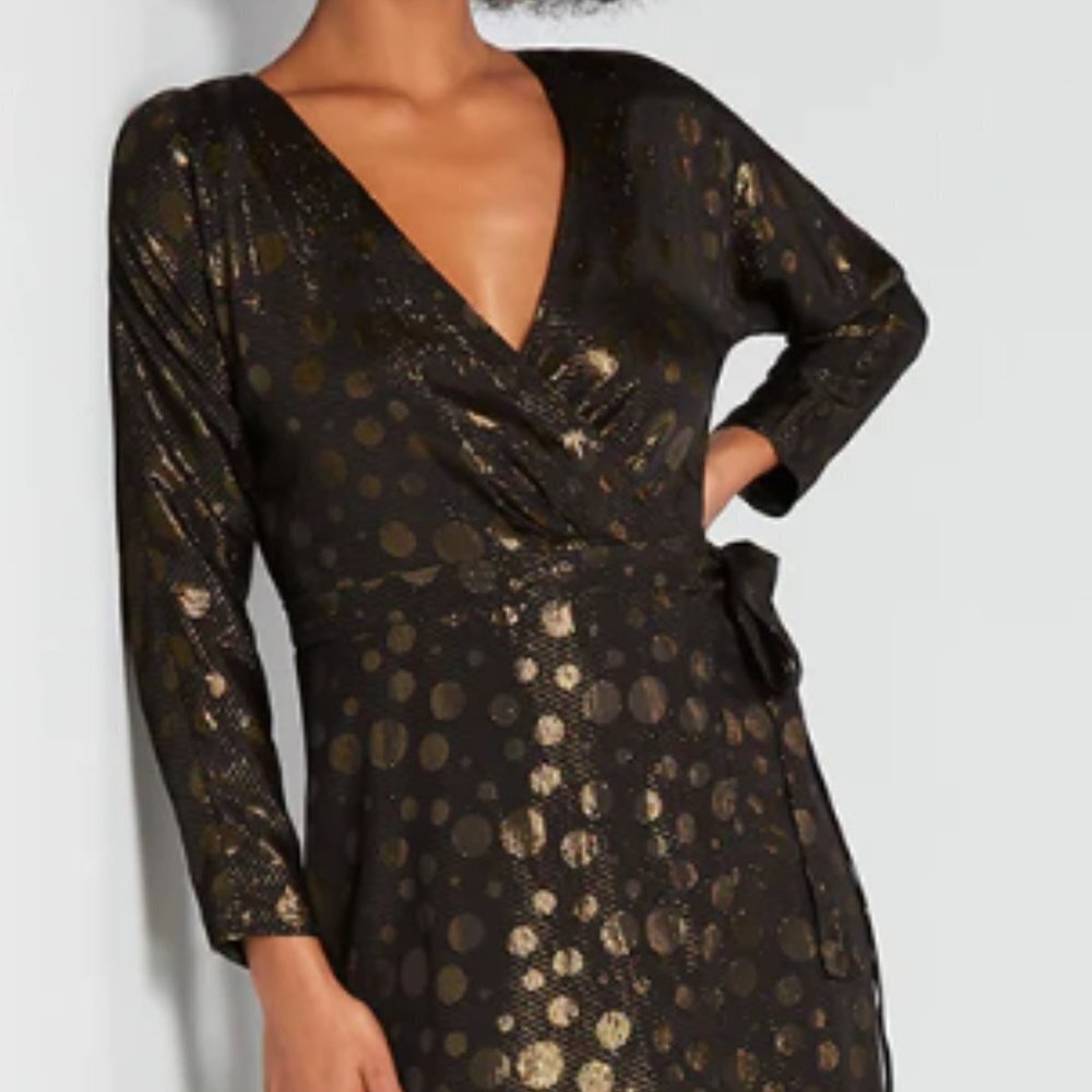 NWT Modcloth Golden Record Party Wrap Dress